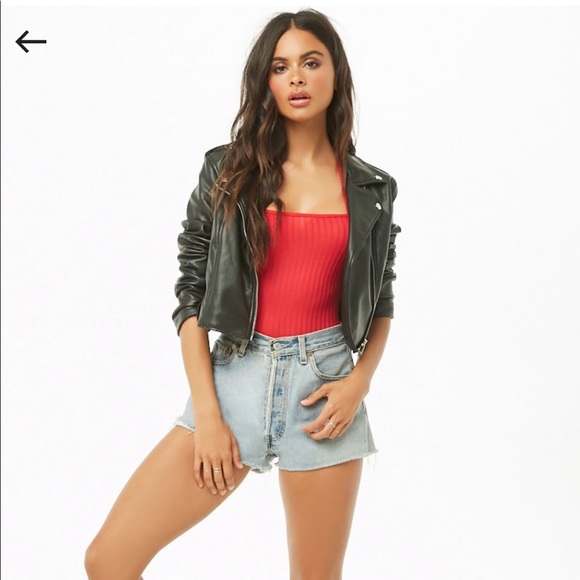 Red ribbed cage back bodysuit - Picture 2 of 6